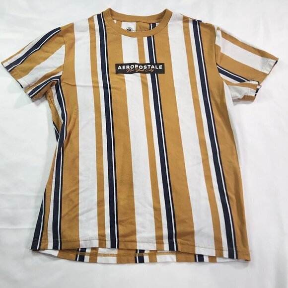 Aeropostle New York Tee Yellow Stipes Size Med - Picture 1 of 5